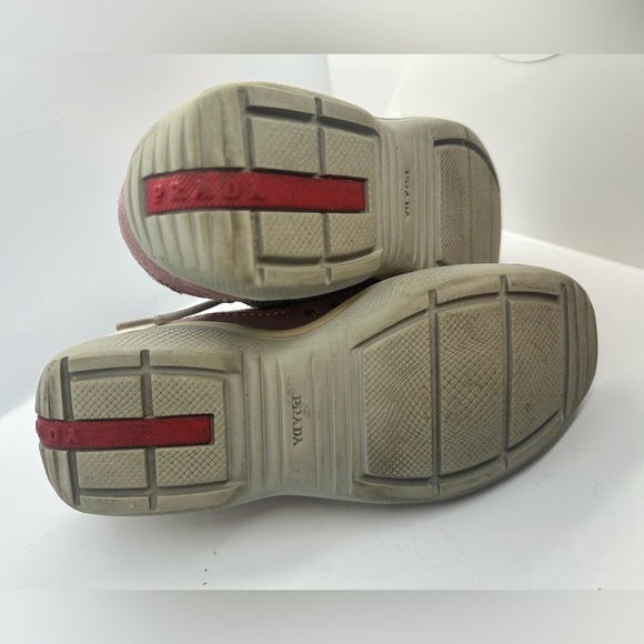 018- EUC- Women's Vintage PRADA World Cup Sneakers Pink Suede (EU 35 1/2 US  5) - Picture 5 of 7
